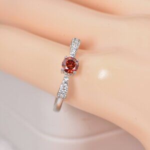 Certified Red Moissanite .50ct Ribbon Style Engagement Ring 925